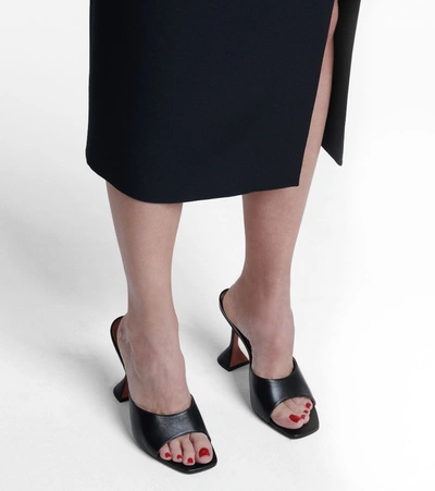 Amina Muaddi Lupita' Suede Heeled Slip Ons In Black
