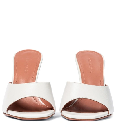 Shop Amina Muaddi Lupita Leather Sandals In White