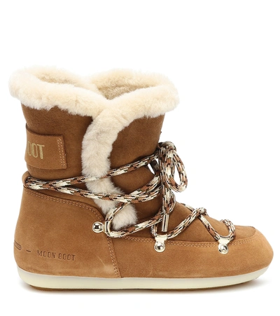 Shop Moon Boot Dark Side Shearling And Suede Boots In Brown