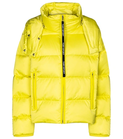 Shop Tory Sport Hooded Down Puffer Jacket In Green