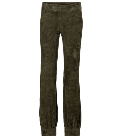 Shop Stouls Massoud Suede Track Pants In Green