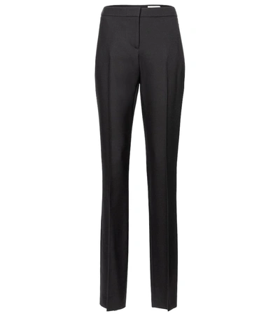 Shop Alexander Mcqueen High-rise Straight Wool-blend Pants In Black