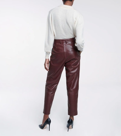 Shop Khaite Magdeline High-rise Leather Pants In Purple