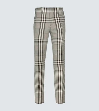 Shop Burberry Checked Wool-blend Pants In Brown