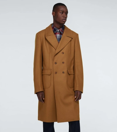 Shop Junya Watanabe Double-breasted Wool Coat In Beige