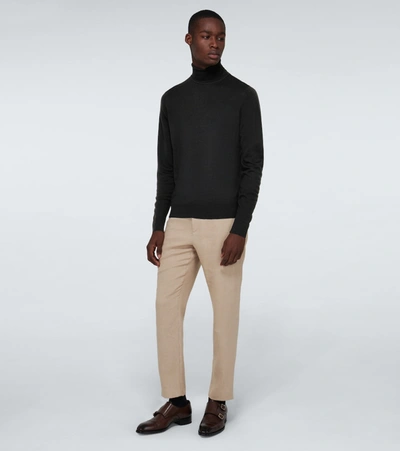 Sunspel Merino Wool Turtleneck In Black