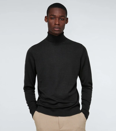 Sunspel Merino Wool Turtleneck In Black