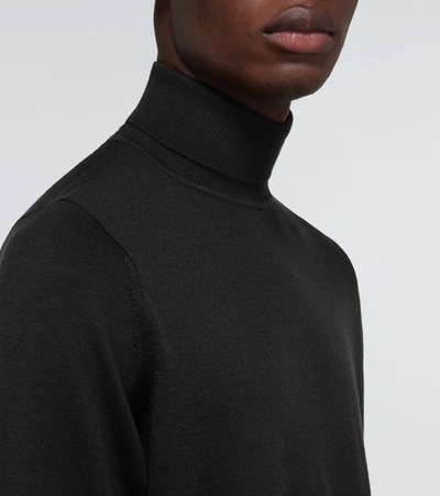 Sunspel Merino Wool Turtleneck In Black