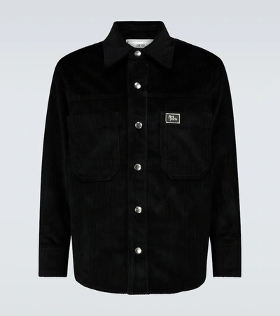 Shop Ami Alexandre Mattiussi Cotton Corduroy Overshirt In Black