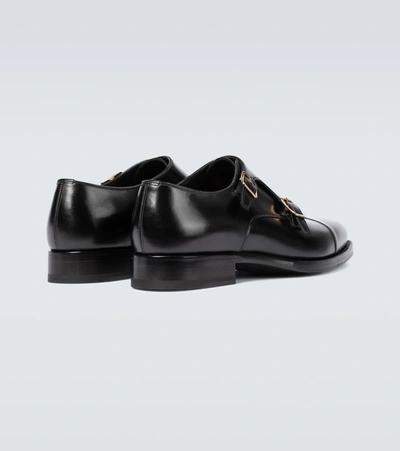 Shop Tom Ford Wessex Leather Monk Strap Shoes In Black