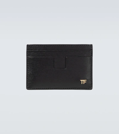 Shop Tom Ford T Line Horizontal Grain Cardholder In Black