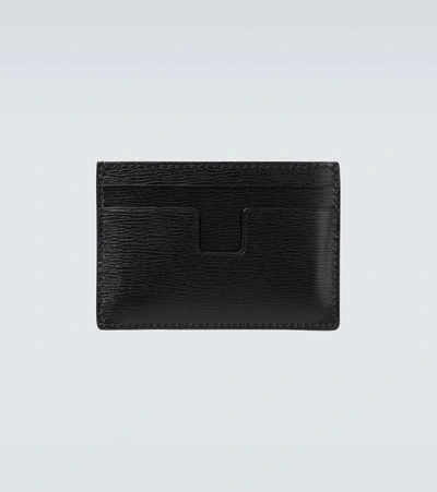 Shop Tom Ford T Line Horizontal Grain Cardholder In Black