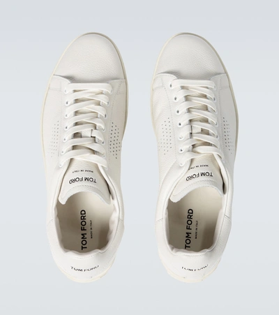 Shop Tom Ford Warwick Grained Leather Sneakers In White