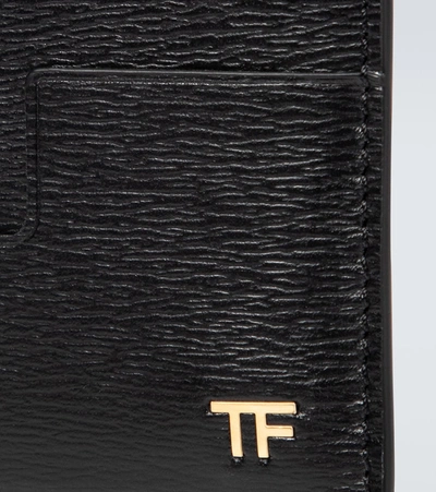 Shop Tom Ford T Line Horizontal Grain Cardholder In Black