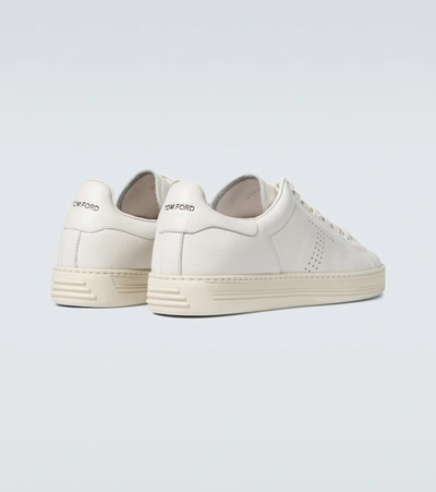 Shop Tom Ford Warwick Grained Leather Sneakers In White