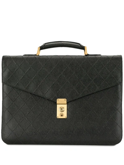 Pre-owned Chanel 1995 Cosmos Quilted Briefcase In Black