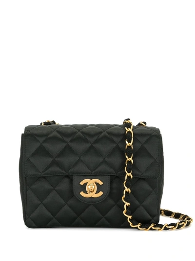 Pre-owned Chanel 1990 Quilted Cc Shoulder Bag In Black