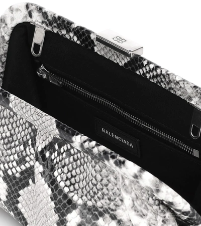 Shop Balenciaga Cloud Xs Snake-effect Leather Clutch In Grey
