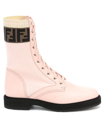 Shop Fendi Rockoko Leather Combat Boots In Pink