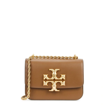 Shop Tory Burch Eleanor Small Brown Leather Shoulder Bag In Tan
