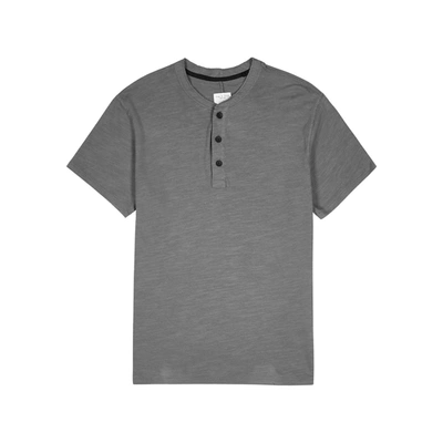 Shop Rag & Bone Henley Grey Cotton T-shirt In Dark Grey