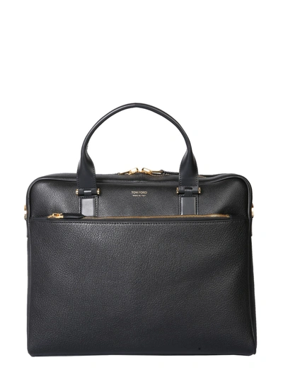Shop Tom Ford Briefcase Bag With Logo In Nero