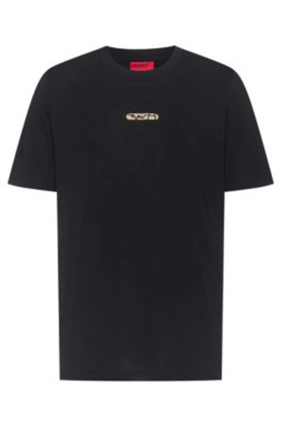 Shop Hugo Boss - Cotton Jersey T Shirt With New Season Logo Embroidery - Black