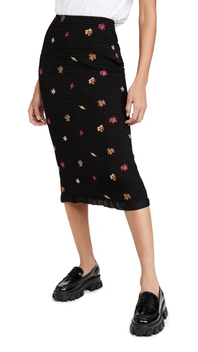 Shop Off-white Embroidered Leaves Skirt In Black/white