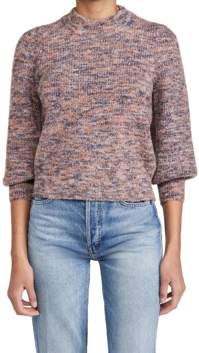 Shop Madewell Nicole Puff Sleeve Pullover In Marled Plum