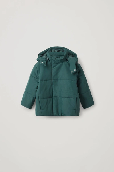 Shop Cos Puffer Coat With Removable Hood In Turquoise