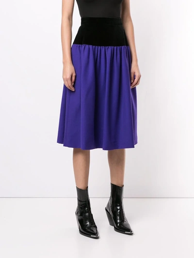 Pre-owned Saint Laurent Gathered Flared Knee-length Skirt In Purple