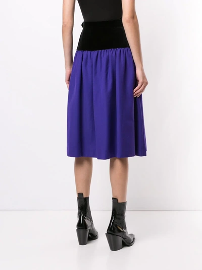 Pre-owned Saint Laurent Gathered Flared Knee-length Skirt In Purple