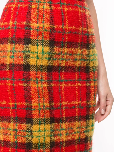 Pre-owned Celine  Plaid Knee-length Skirt In Red