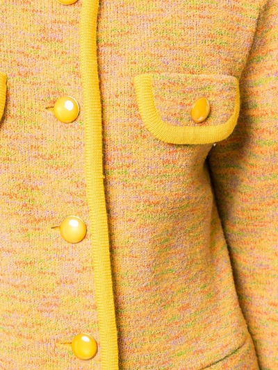Pre-owned Saint Laurent Collarless Woven Jacket In Yellow