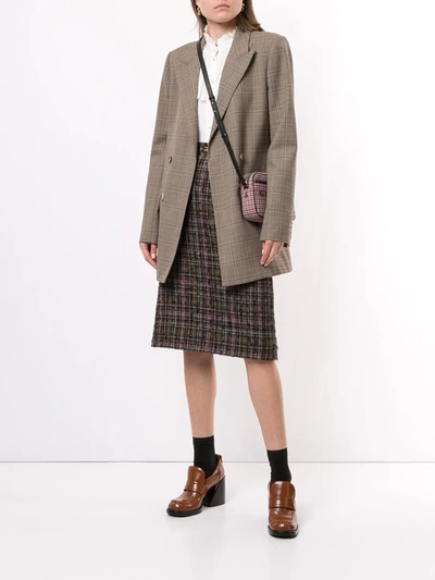 Pre-owned Celine  Checked Knee-length Skirt In Green