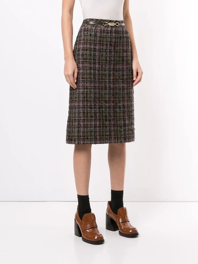 Pre-owned Celine  Checked Knee-length Skirt In Green