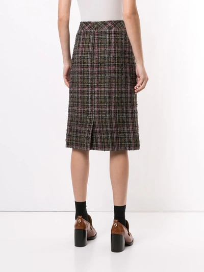 Pre-owned Celine  Checked Knee-length Skirt In Green