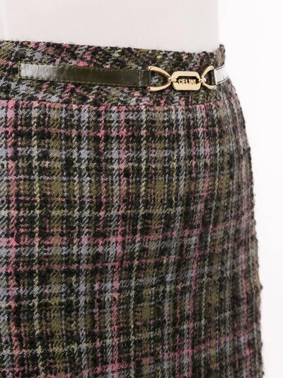 Pre-owned Celine  Checked Knee-length Skirt In Green