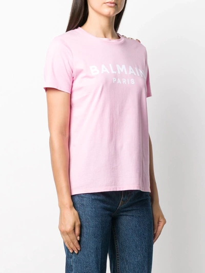 Shop Balmain Logo Print T-shirt In Pink