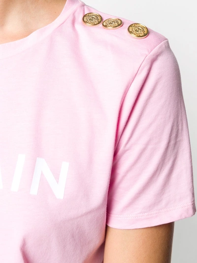 Shop Balmain Logo Print T-shirt In Pink