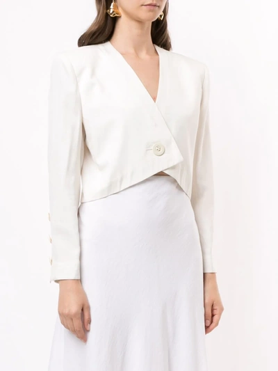 Pre-owned Saint Laurent Collarless Cropped Jacket In White