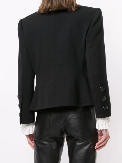 Pre-owned Saint Laurent Collarless Slim-fit Blazer In Black