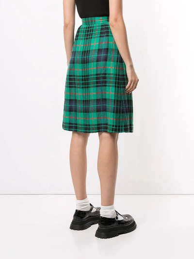 Pre-owned Saint Laurent Tartan Knee-length Skirt In Green