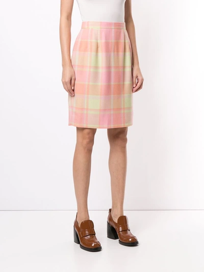 Pre-owned Celine  Checked Knee-length Skirt In Pink