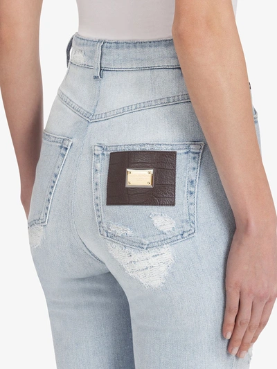 Shop Dolce & Gabbana Audrey Ripped High-waisted Jeans In Blue