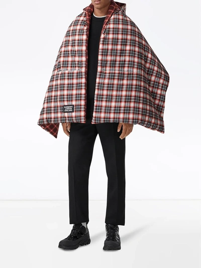 Shop Burberry Reversible Puffer Poncho In Red