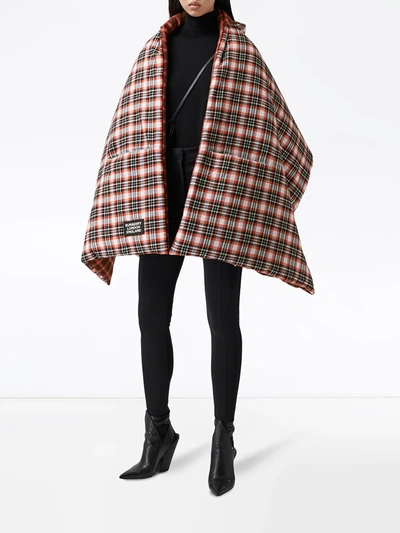 Shop Burberry Reversible Puffer Poncho In Red