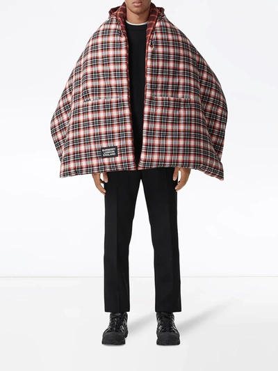 Shop Burberry Reversible Puffer Poncho In Red