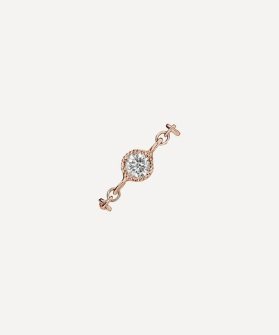 Shop Maria Tash 2mm Diamond And Chain Orbital Double Stud Earring In Rose Gold