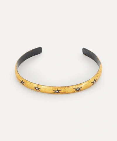 Shop Acanthus Oxidised Silver Diamond Star Cloaked Cuff Bracelet In Oxidised Silver/gold